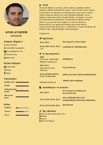 Sosyolog Cv Örnekleri cv indir